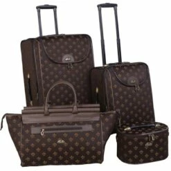 American Flyer Fleur De Lis 4-Piece Luggage Set -LEXINGTON LUGGAGE Sales 54500 4 BRN