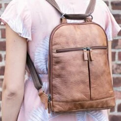 Jack Georges Buffed Small Convertible Backpack/Crossbody 6133 -LEXINGTON LUGGAGE Sales 6133 tan lifestyle