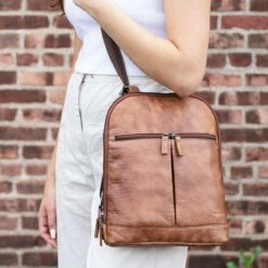 Jack Georges Buffed Small Convertible Backpack/Crossbody 6133 -LEXINGTON LUGGAGE Sales 6133 tan lifestyle2