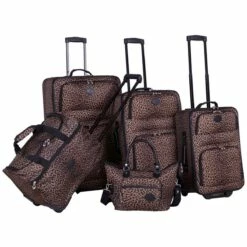 American Flyer Animal Print Leopard 5-Piece Luggage Set