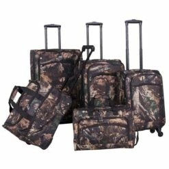 American Flyer Camo Green 5-Piece Spinner Luggage Set