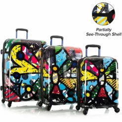 Britto Butterfly TRANSPARENT 3pc Spinner Luggage Set