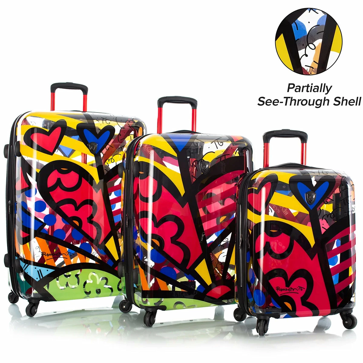 Britto A New Day TRANSPARENT 3pc Spinner Luggage Set 3 Britto A New Day TRANSPARENT 3pc Spinner Luggage Set