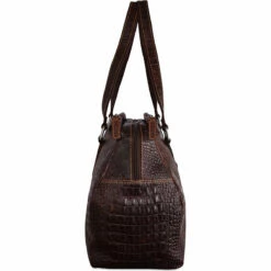 Jack Georges Hornback Croco Satchel Handbag HB815 -LEXINGTON LUGGAGE Sales HB815brn side